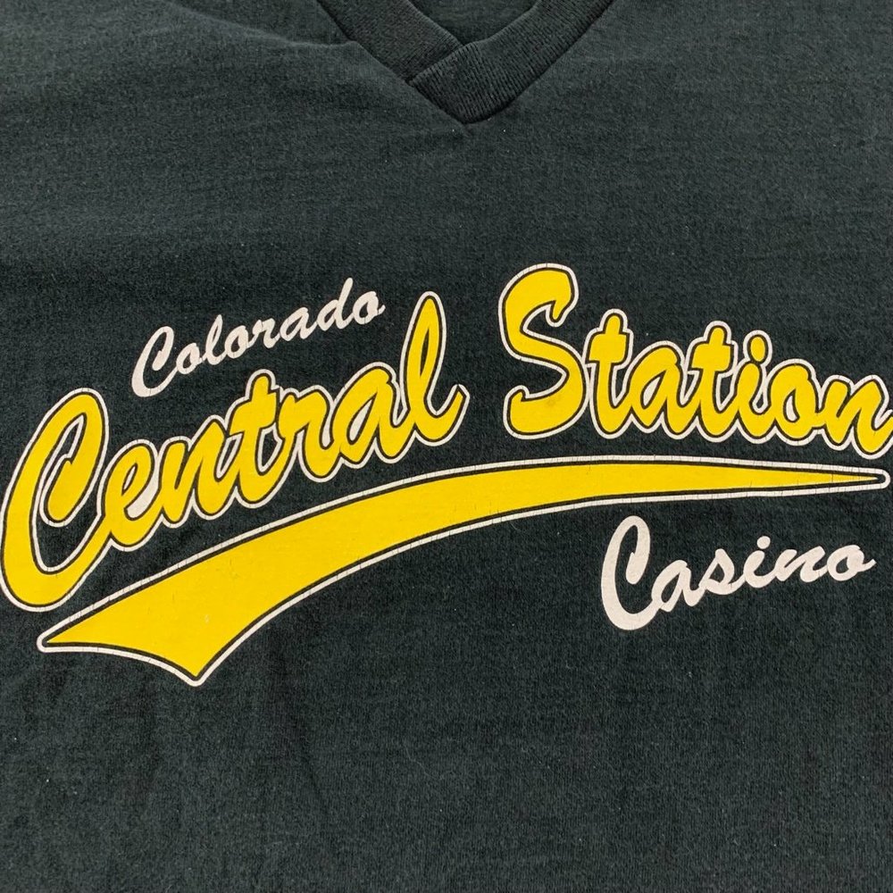 Vintage 90s Colorado Central Station Casino V-Neck USA Made Graphic Tee - Picture 9 of 13